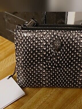 Kurt Geiger NWT/NIB Black & White Snakeskin Print Compact Snap Wallet